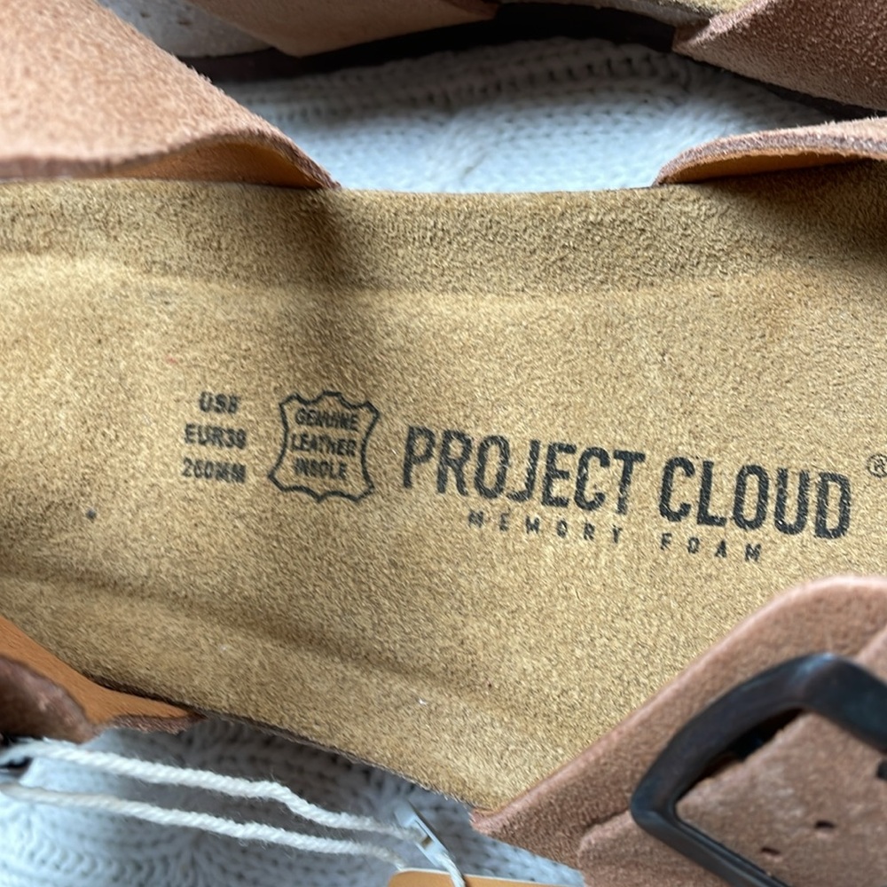NWT women’s Project Cloud Sz 8 strappy sandals Leather insole memory foam buckle - Picture 7 of 14